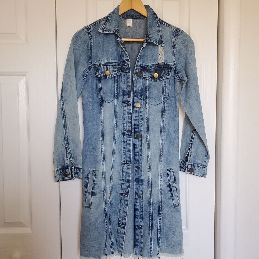 Denim Distressed Dress Size xs Jeans Chest 26 Waist Thrashed Grunge